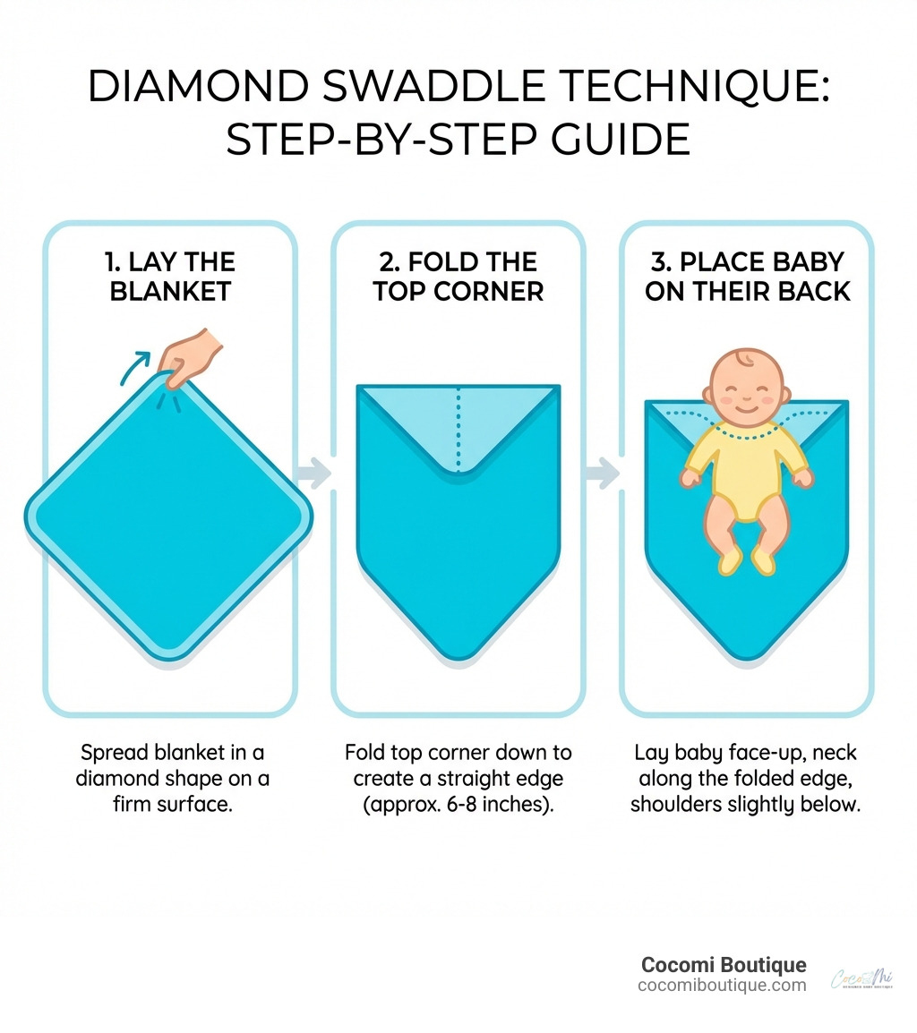 infographic illustrating the diamond swaddle technique - swaddling blanket infographic infographic illustrating the diamond swaddle technique - swaddling blanket infographic