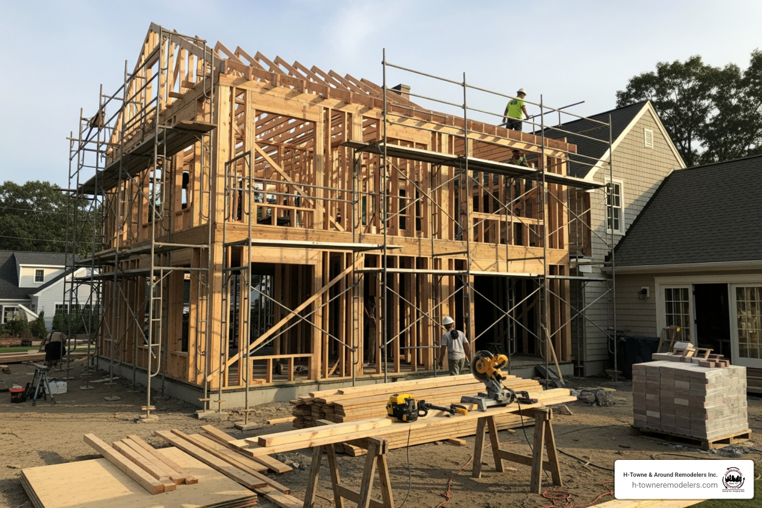 Two-story home addition in progress - Houston home additions