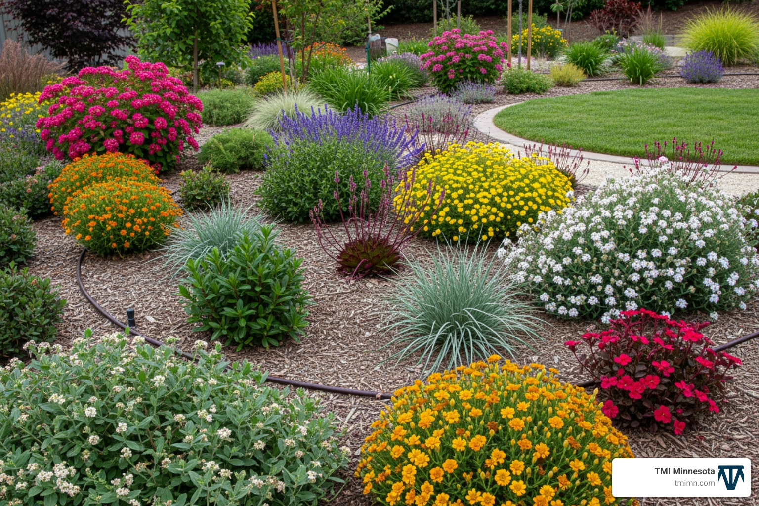 Seven principles of xeriscaping in a circular diagram: 1. Planning & Design, 2. Soil Improvement, 3. Appropriate Plant Selection, 4. Practical Turf Areas, 5. Efficient Irrigation, 6. Use of Mulches, 7. Appropriate Maintenance - what is xeriscaping Seven principles of xeriscaping in a circular diagram: 1. Planning & Design, 2. Soil Improvement, 3. Appropriate Plant Selection, 4. Practical Turf Areas, 5. Efficient Irrigation, 6. Use of Mulches, 7. Appropriate Maintenance - what is xeriscaping