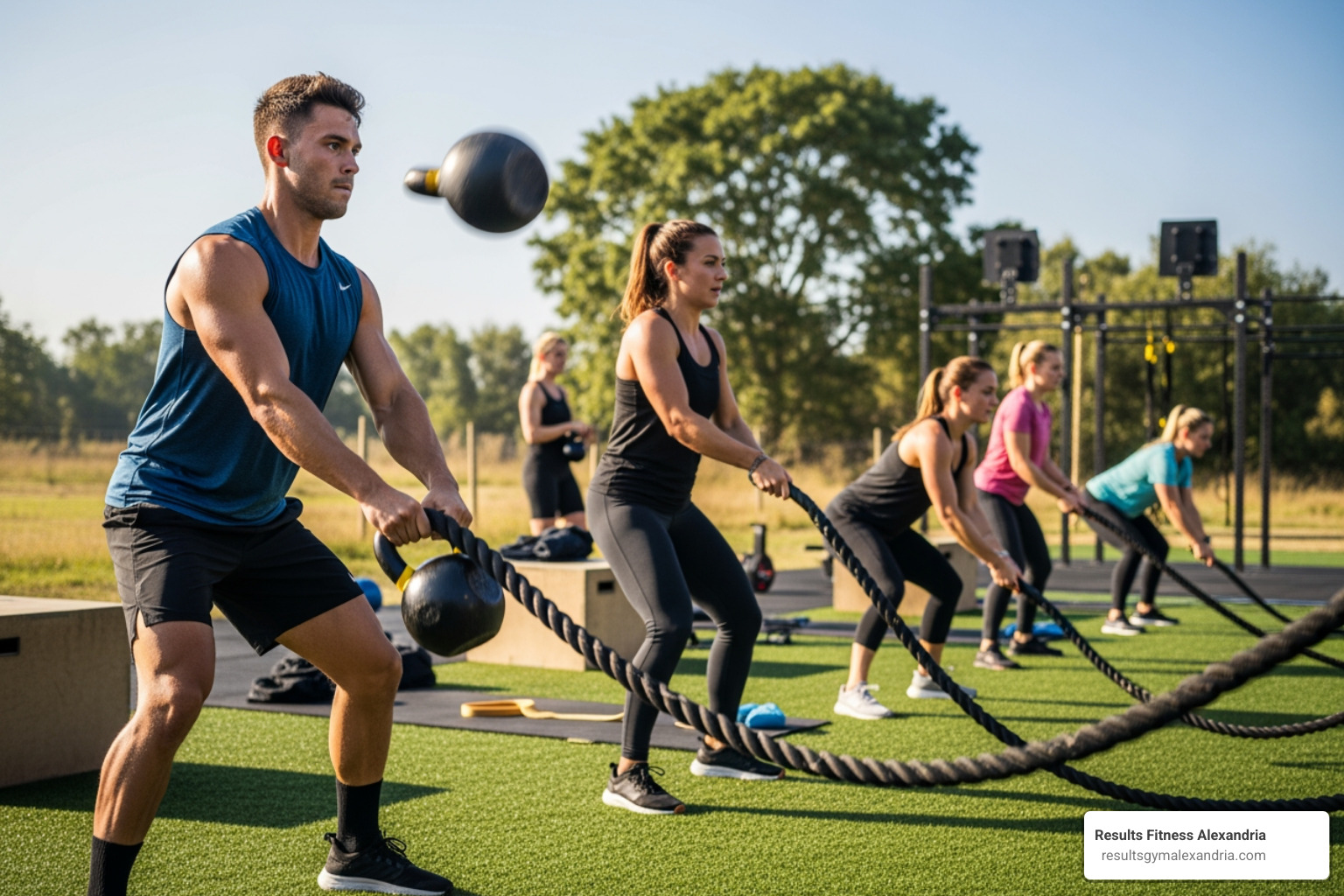 boot camp exercises kettlebell swings battle ropes - boot camp gym class