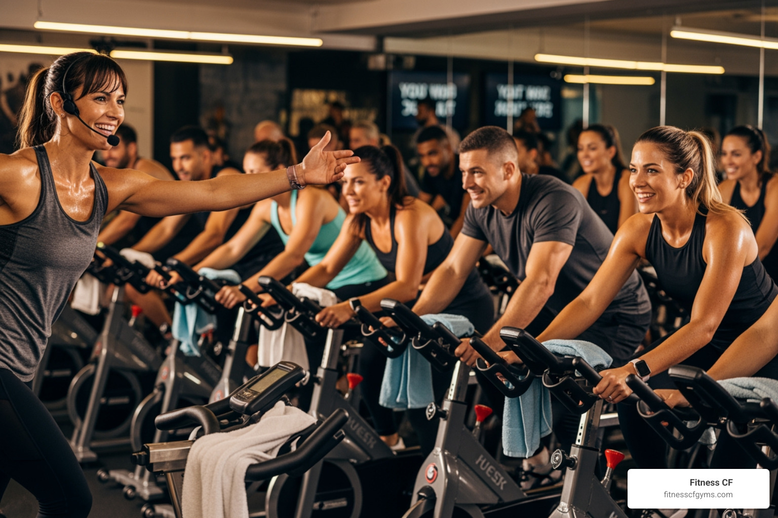 spin instructor motivating a class participant - spin class instructor certification