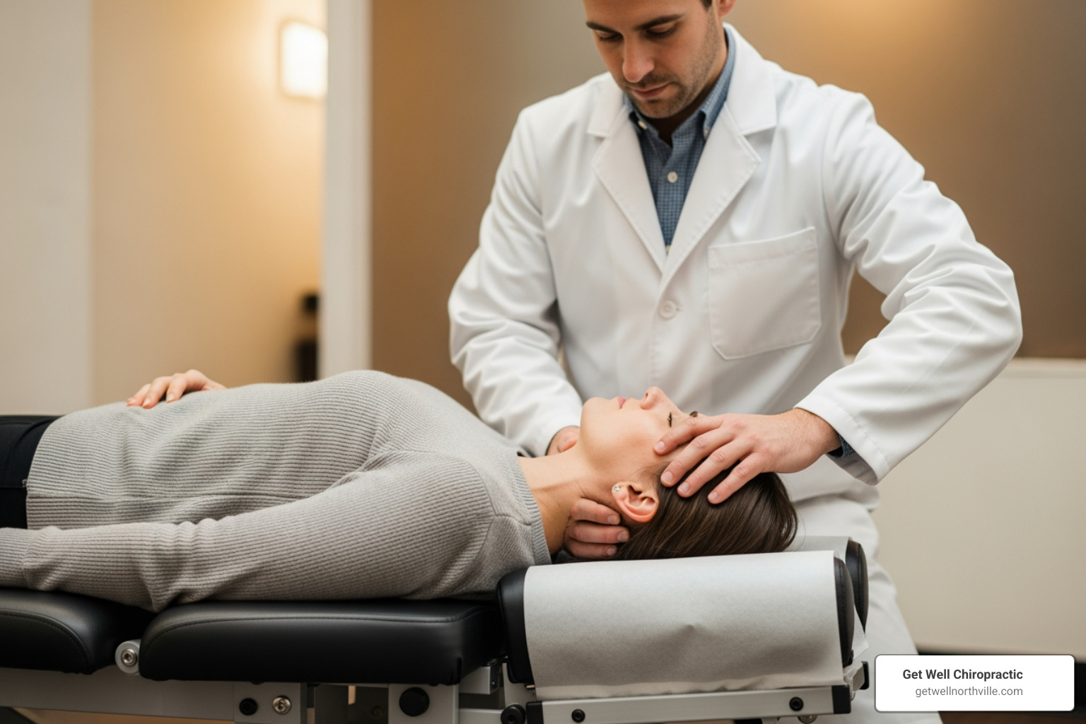 a person receiving a gentle chiropractic adjustment or a therapeutic massage - Holistic health approach