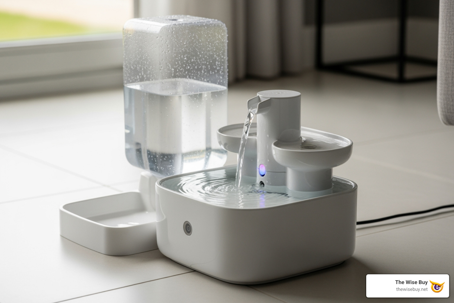 gravity waterer next to a circulating fountain - automatic pet water gravity waterer next to a circulating fountain - automatic pet water