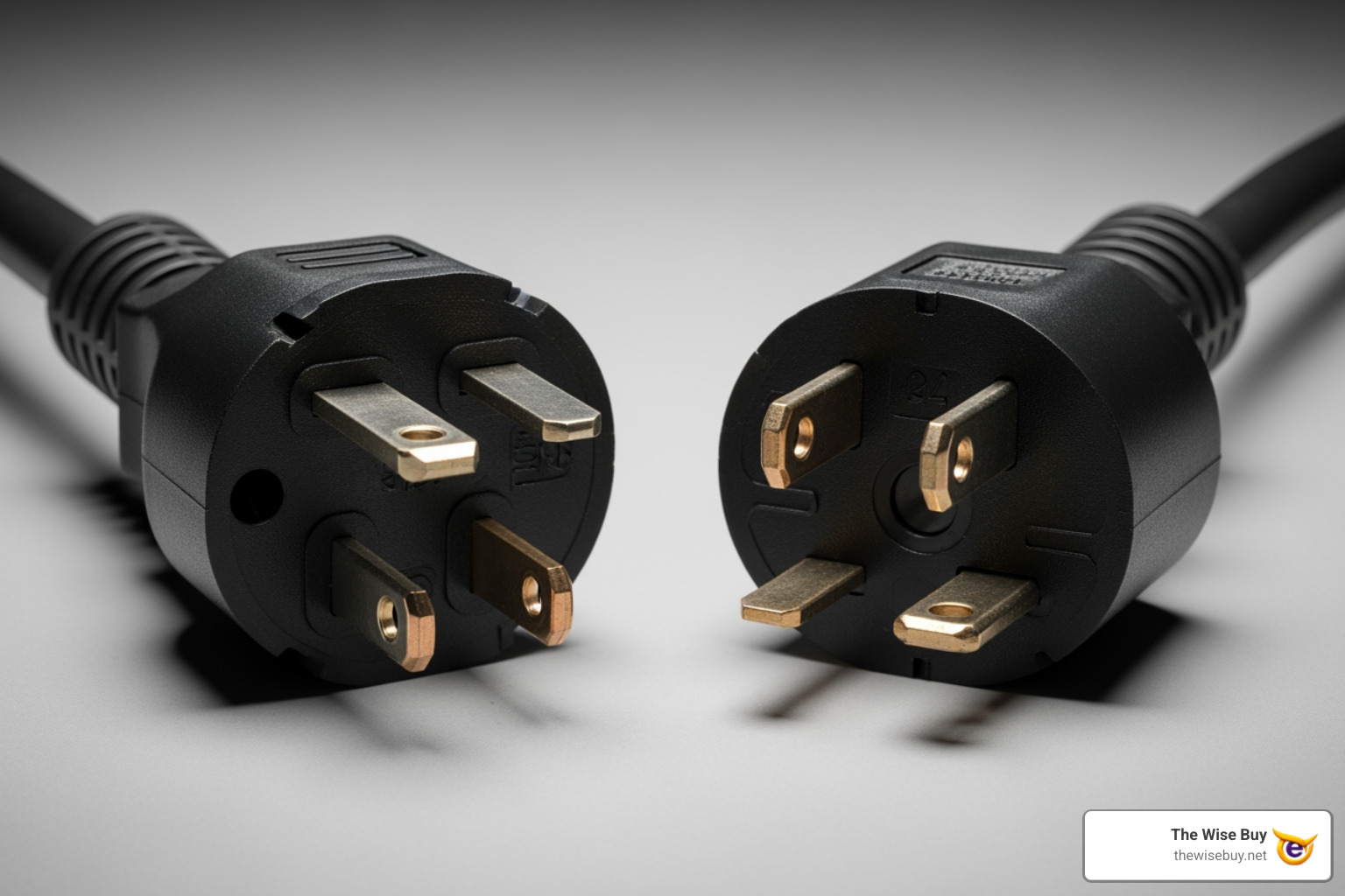 3-prong and 4-prong range cord plugs side-by-side - 6 ft range cord