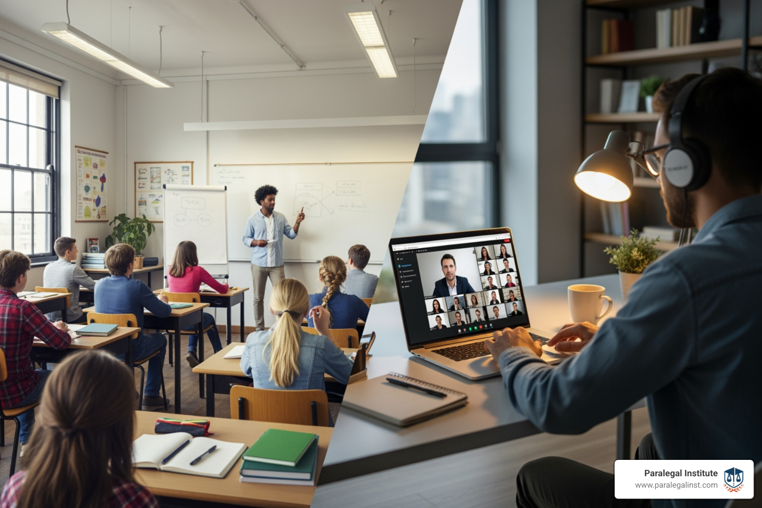 online class with live instruction and an in-person classroom - how much does a paralegal certificate program cost