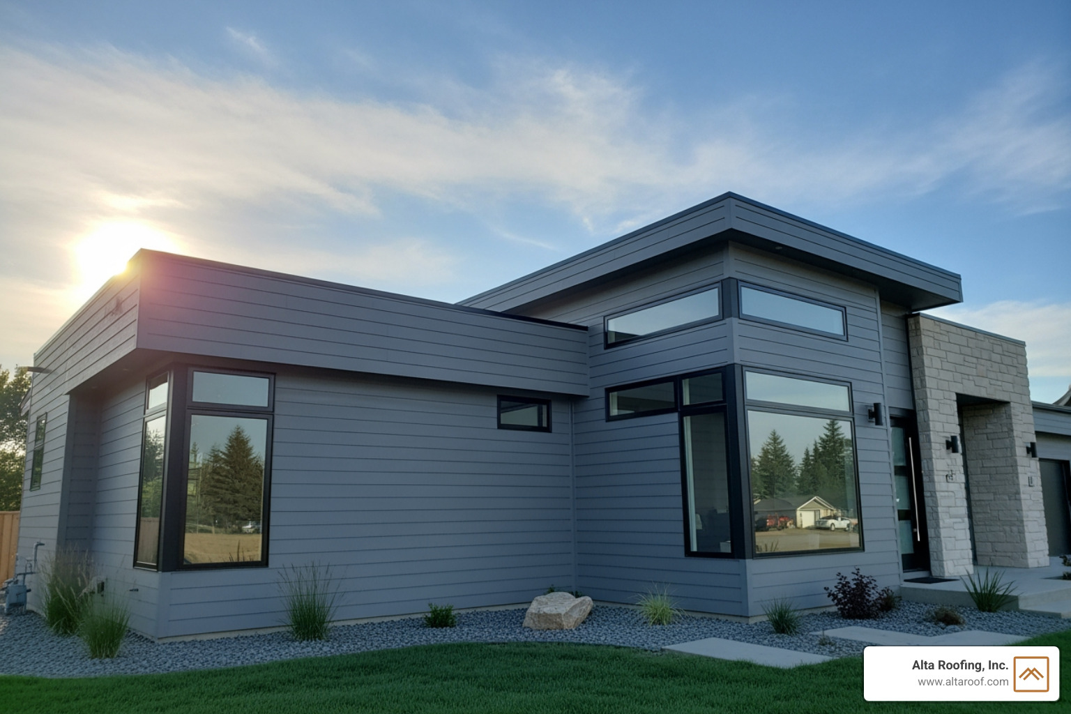 modern home with new fiber cement siding - Exterior home renovations