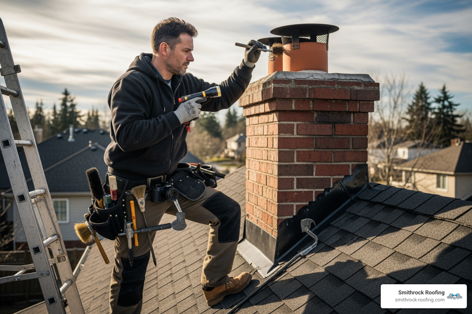 professional chimney technician - average cost of rain cap and chimney liner install