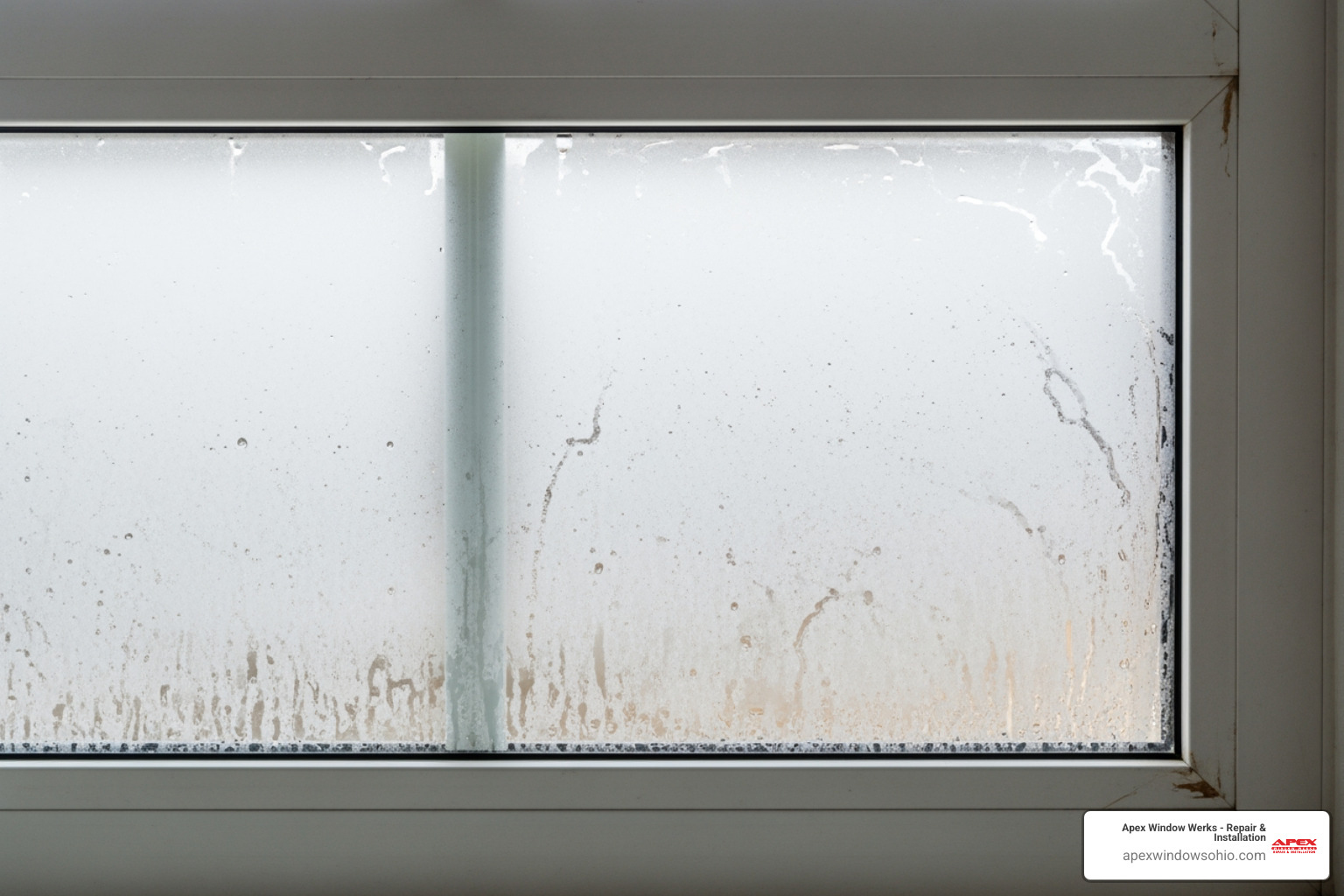A foggy window with condensation between the glass panes - doors and window replacement A foggy window with condensation between the glass panes - doors and window replacement