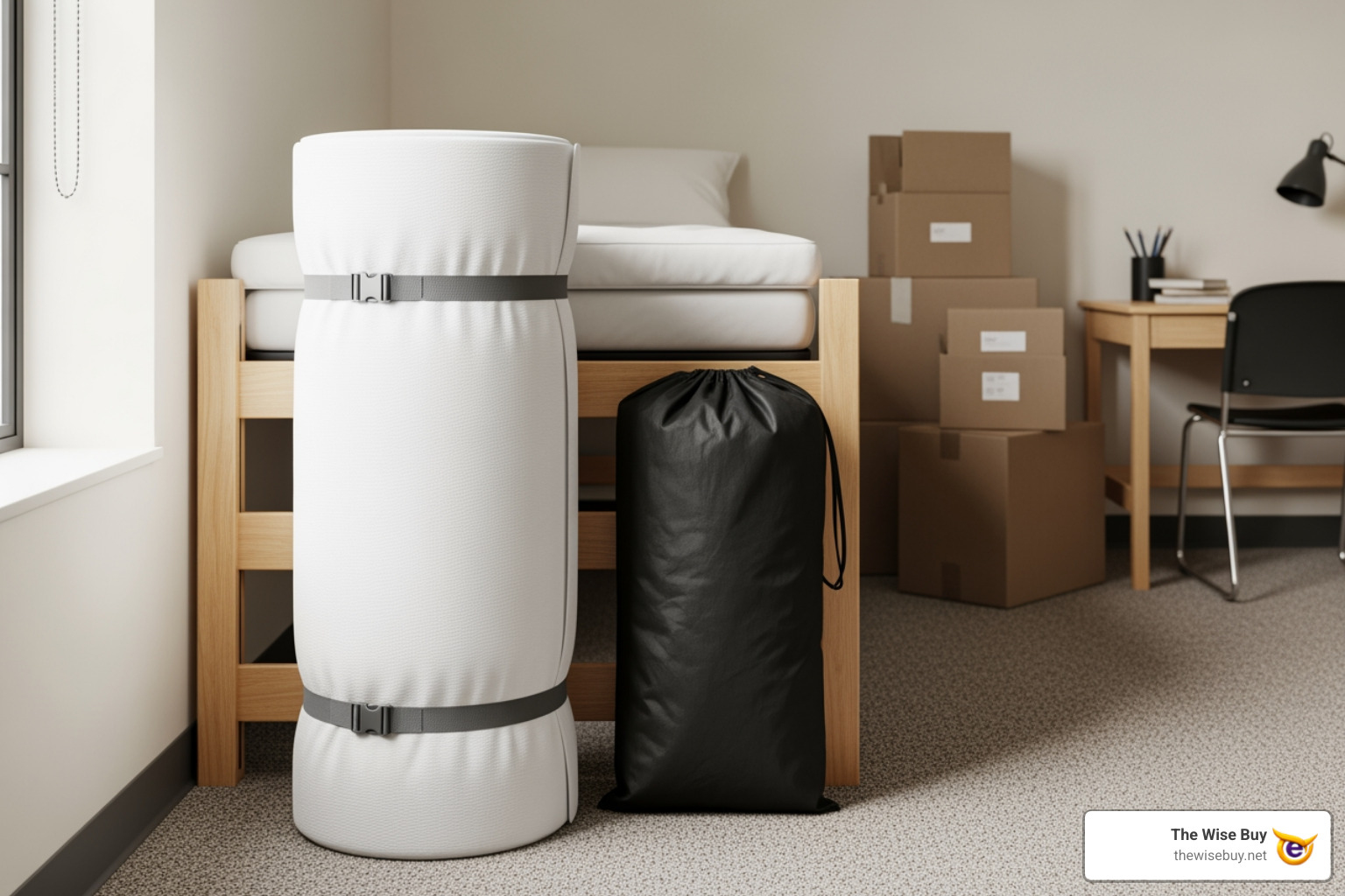 neatly rolled-up mattress topper for move-in day - best dorm mattress topper twin xl