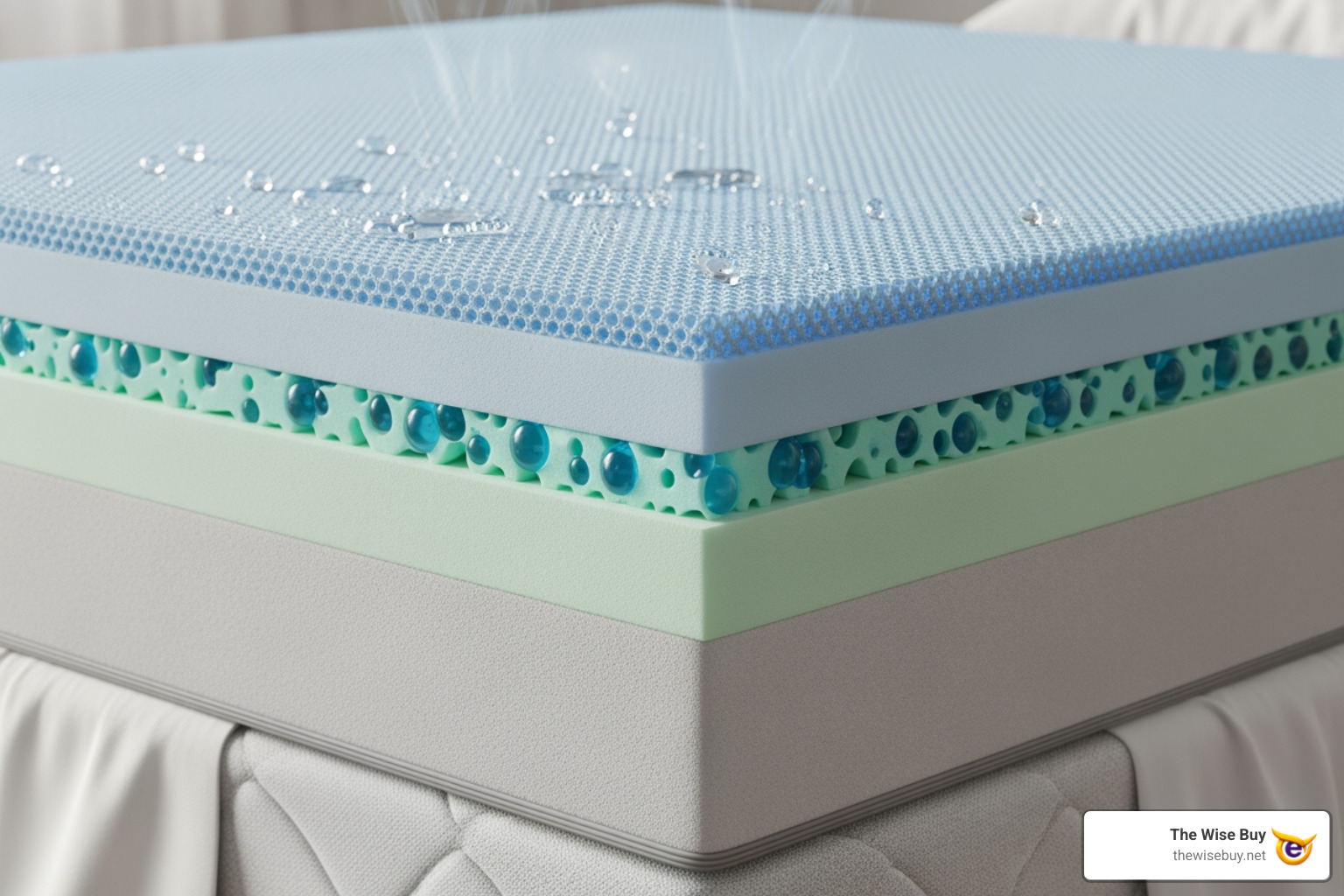 cross-section of a 3-inch topper on a mattress - 3 cooling mattress topper