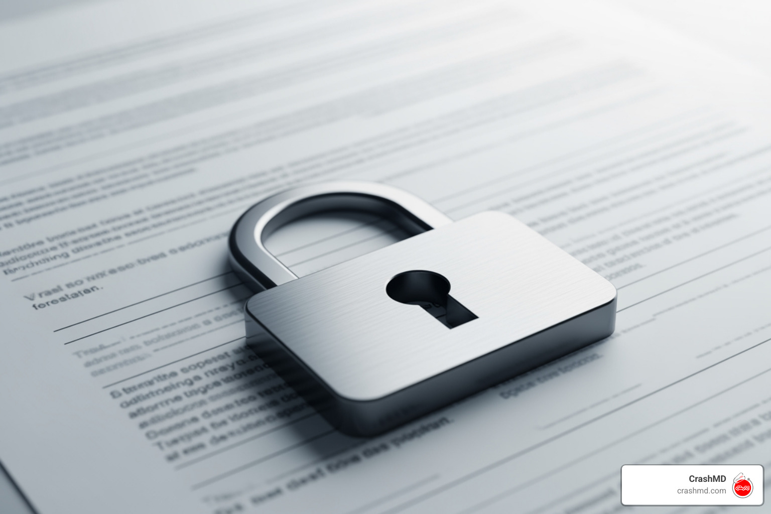 document with a lock symbol superimposed, labeled "Protected Health Information" - Medical records for lawsuit