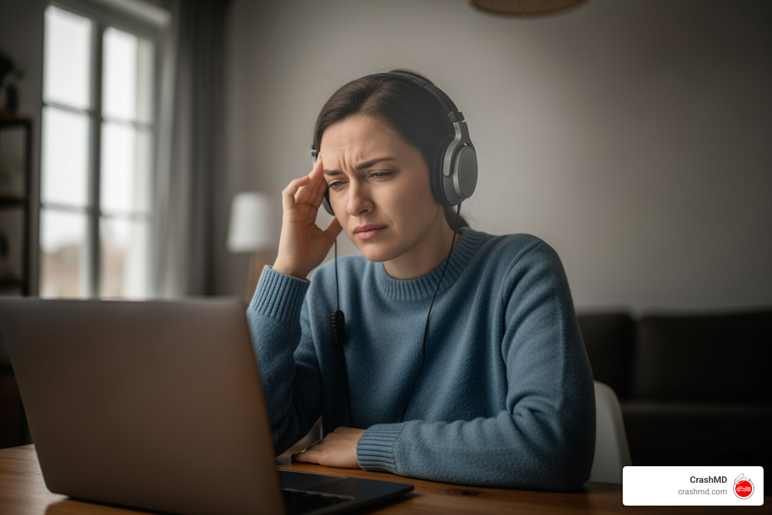 illustrating common concussion symptoms like headache, dizziness, and light sensitivity - Concussion after car accident illustrating common concussion symptoms like headache, dizziness, and light sensitivity - Concussion after car accident