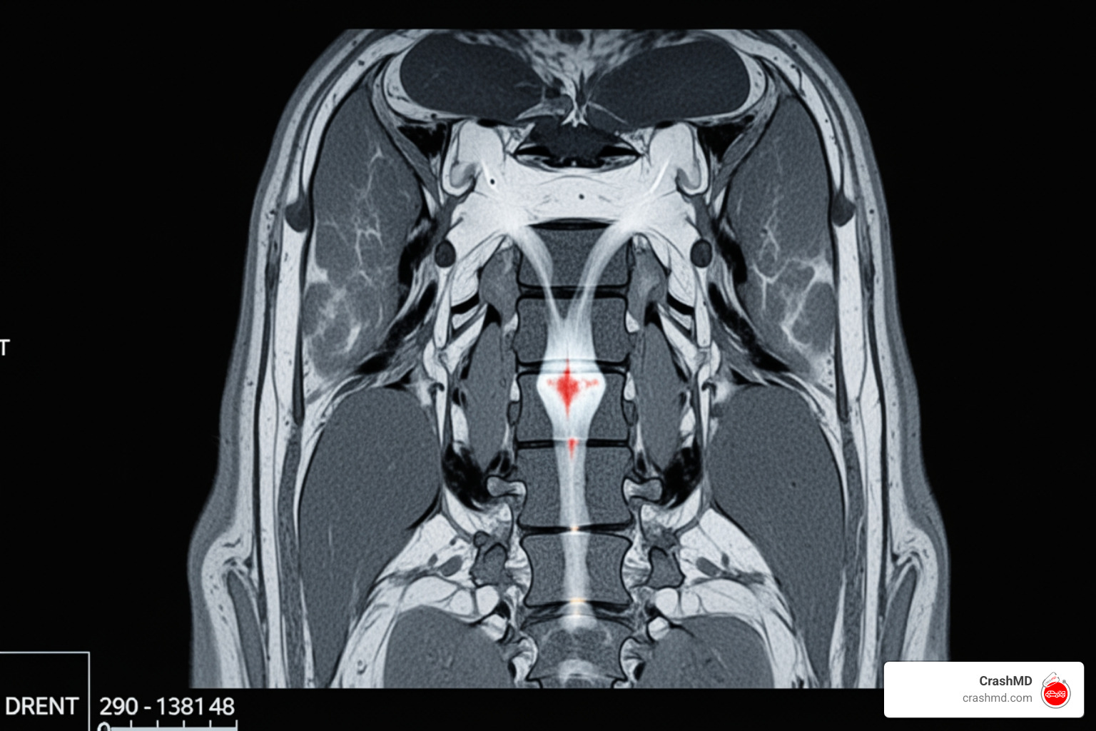 an MRI scan showing a spinal cord injury - Spinal cord injury specialist