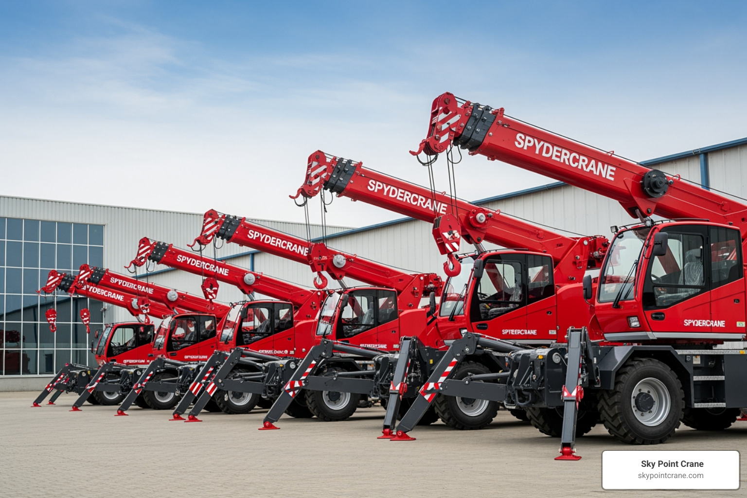 multiple SPYDERCRANE models lined up - buy a spyder crane multiple SPYDERCRANE models lined up - buy a spyder crane