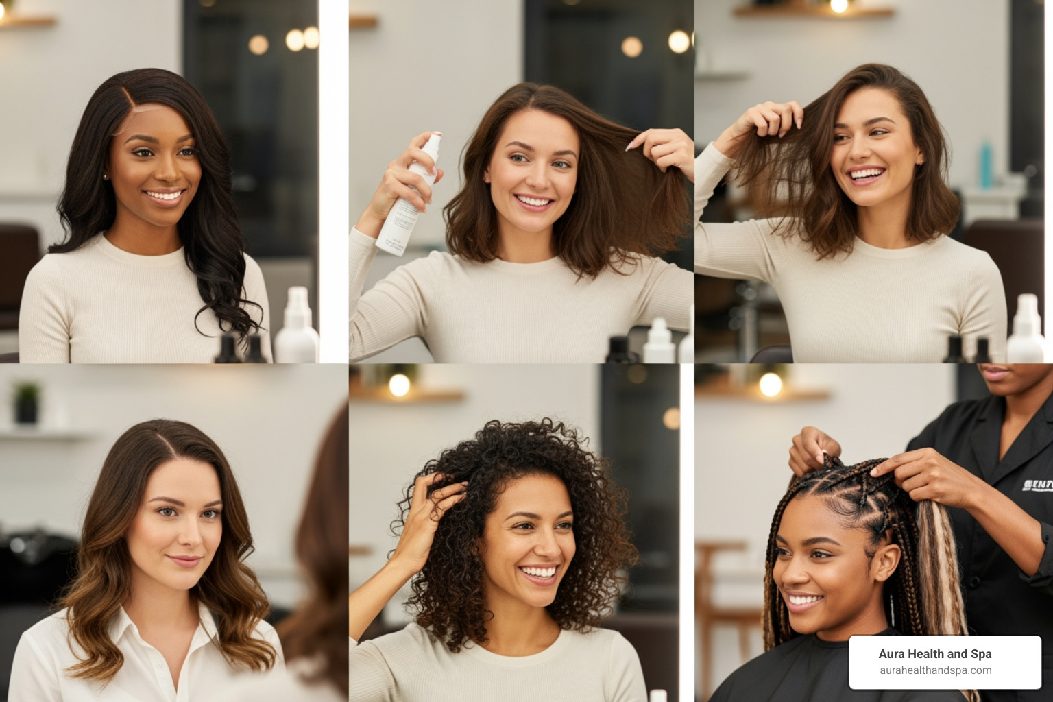 mannequin showing difference between a full wig and a hair topper - Women's hair solutions