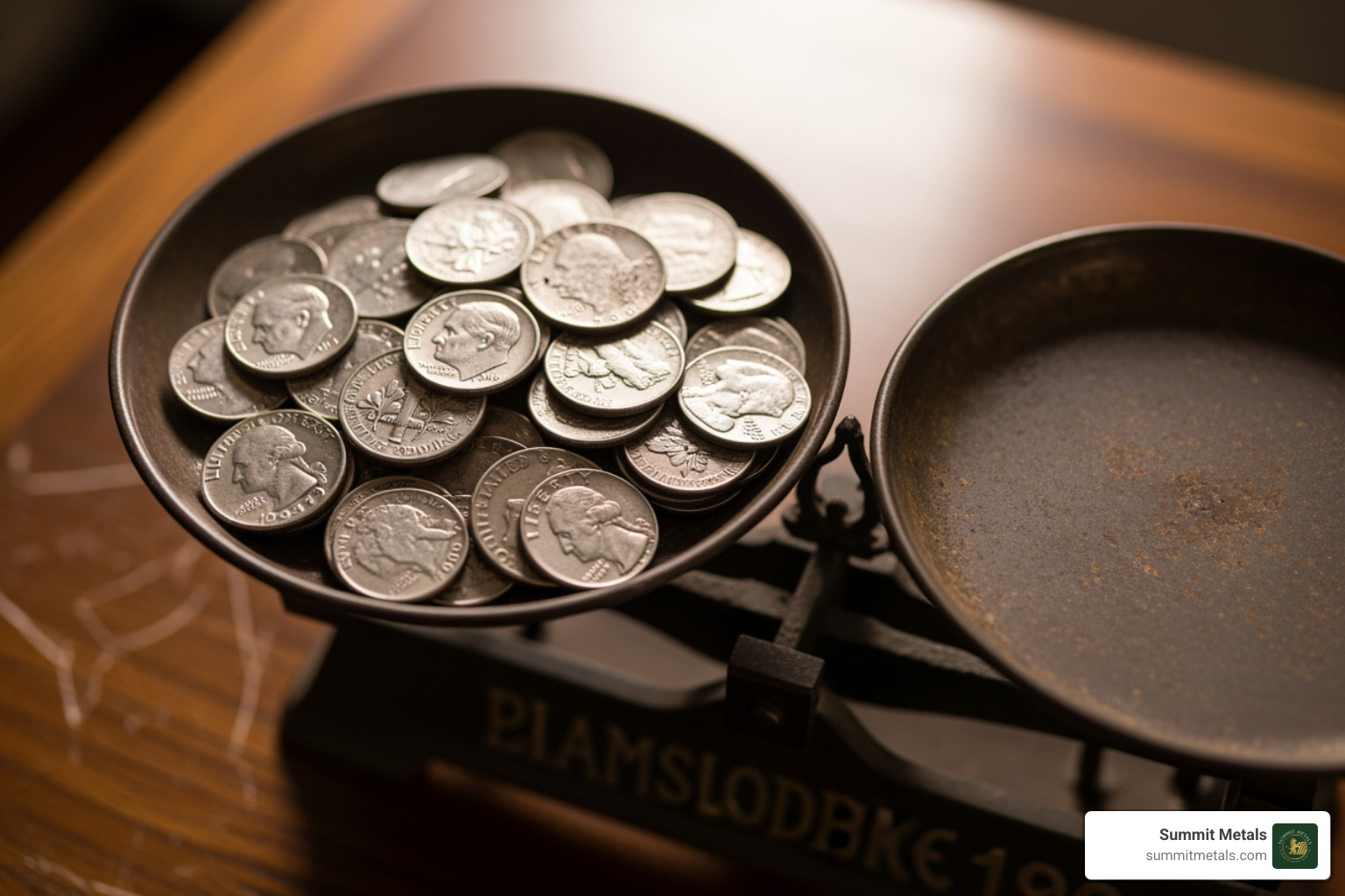 a person weighing a handful of silver coins on a small digital scale - how much is a pound of junk silver worth