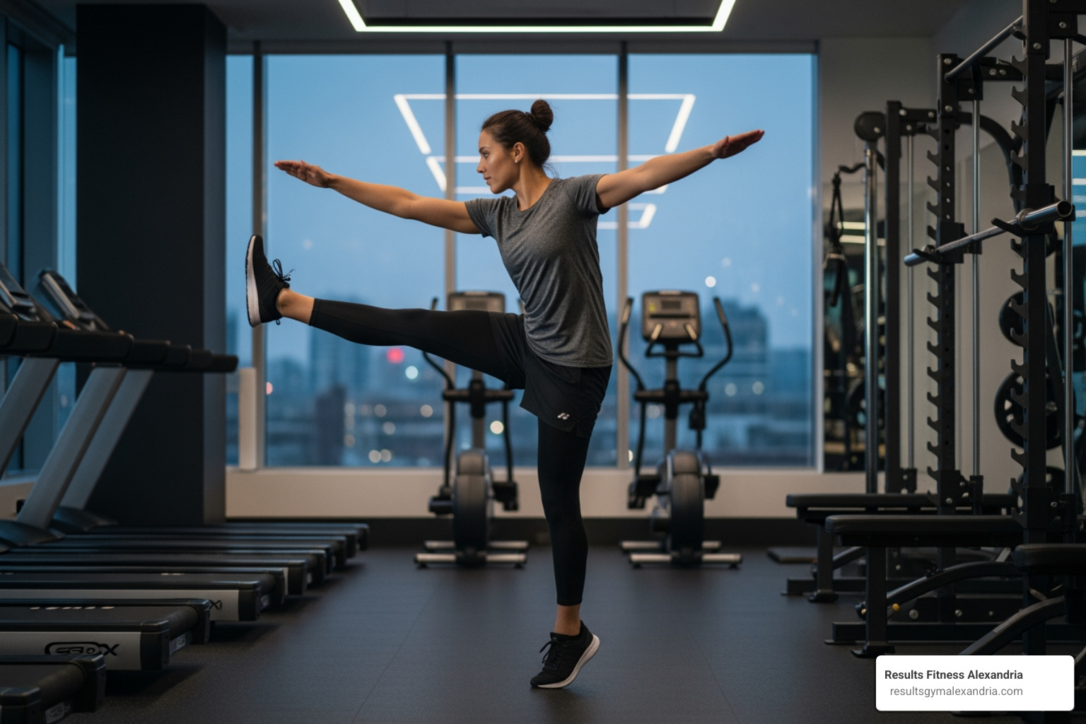 person performing dynamic stretch - cardio strength interval workout person performing dynamic stretch - cardio strength interval workout