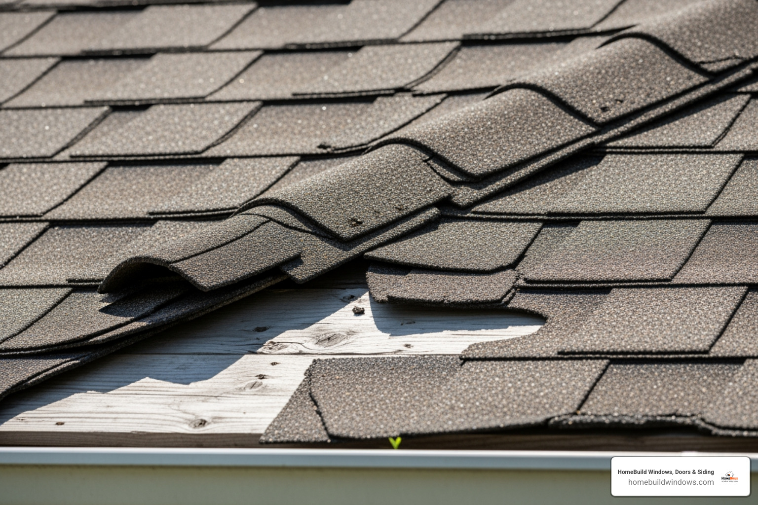curled and missing asphalt shingles on a roof - residential roofers in my area