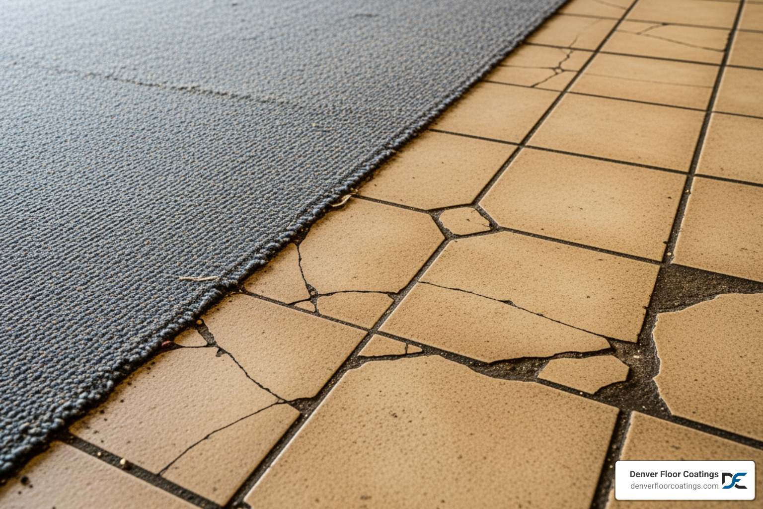 worn commercial carpet and a cracked tile floor with dirty grout - commercial floors for heavy traffic worn commercial carpet and a cracked tile floor with dirty grout - commercial floors for heavy traffic