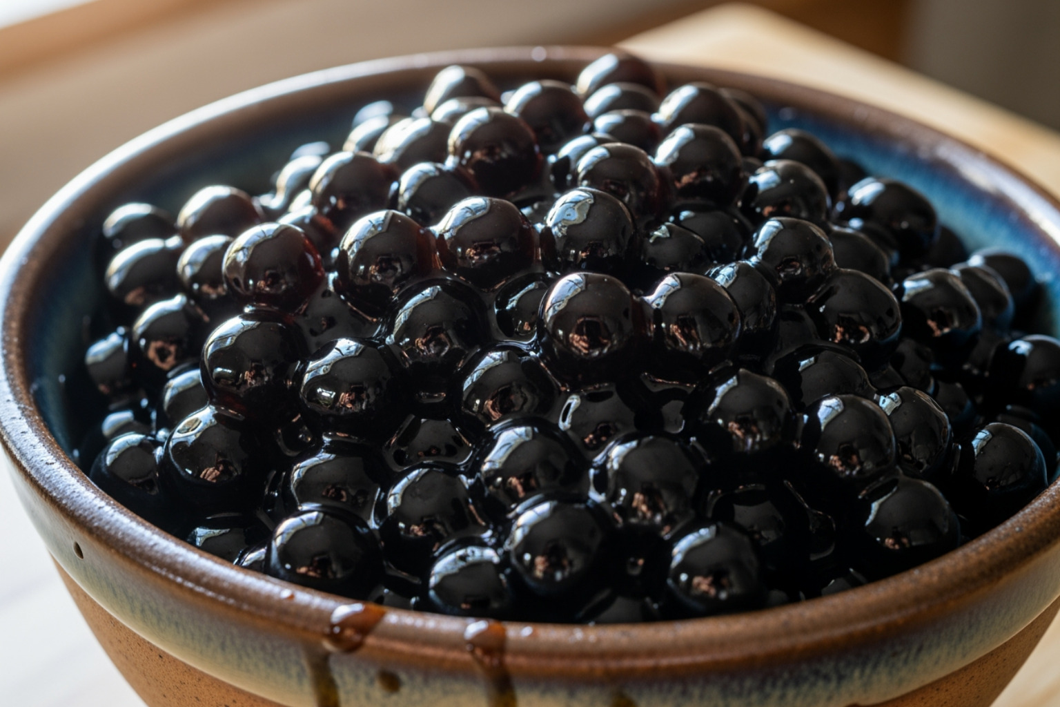 homemade boba pearls in a bowl -  boba tea