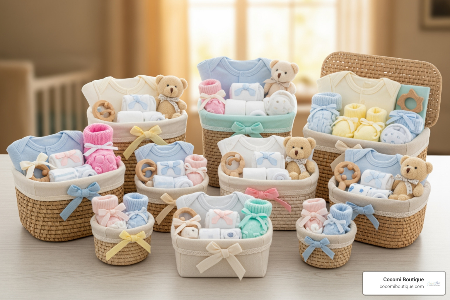 Cocomi Boutique basket styles - teddy bear in a basket