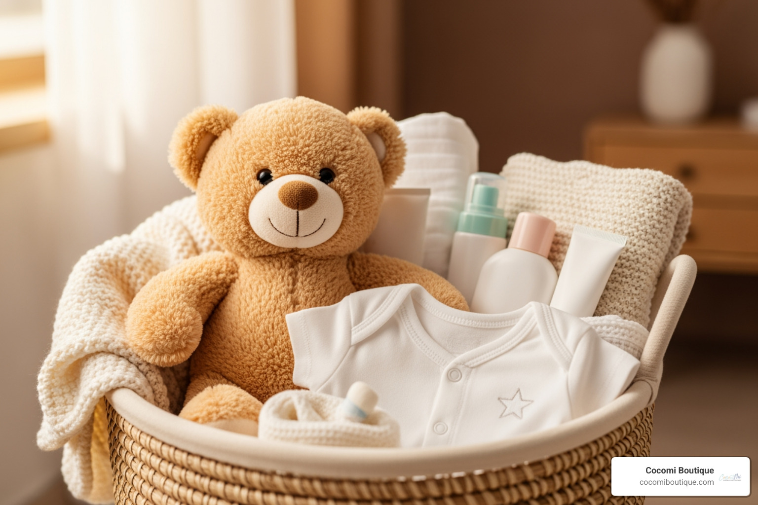 teddy bear in a basket