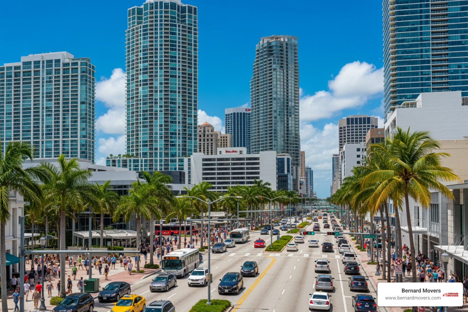 A vibrant downtown area in a Florida city like Miami or Tampa with modern buildings and bustling streets - relocate to Florida A vibrant downtown area in a Florida city like Miami or Tampa with modern buildings and bustling streets - relocate to Florida