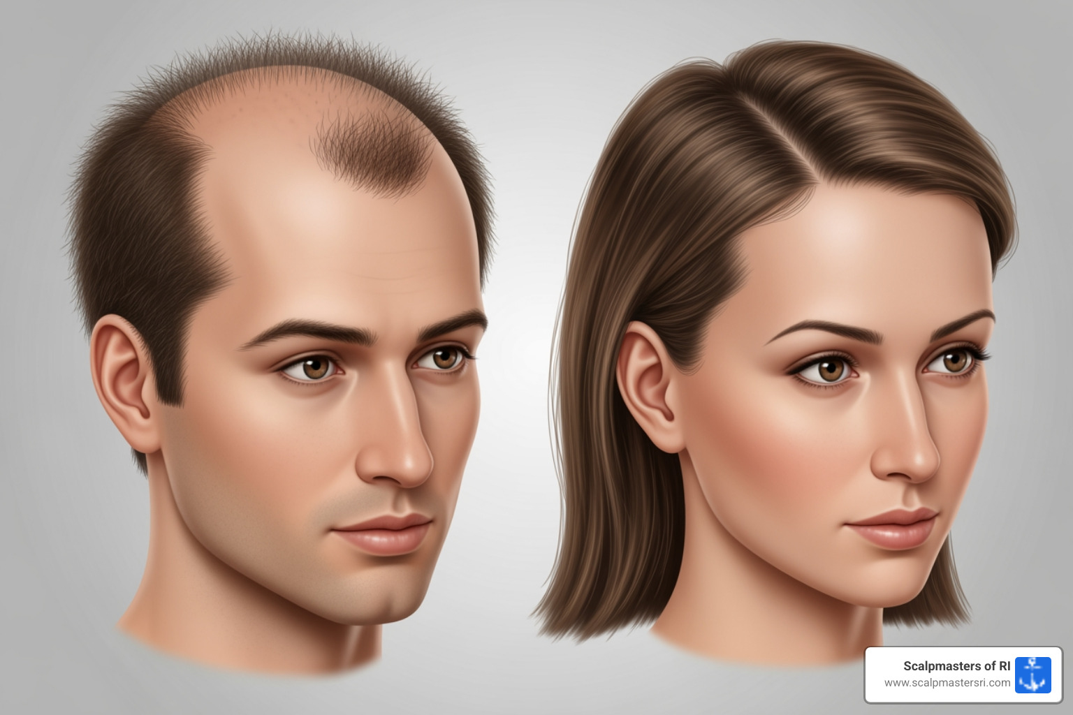 comparison of typical male and female hairline patterns - is an uneven hairline normal