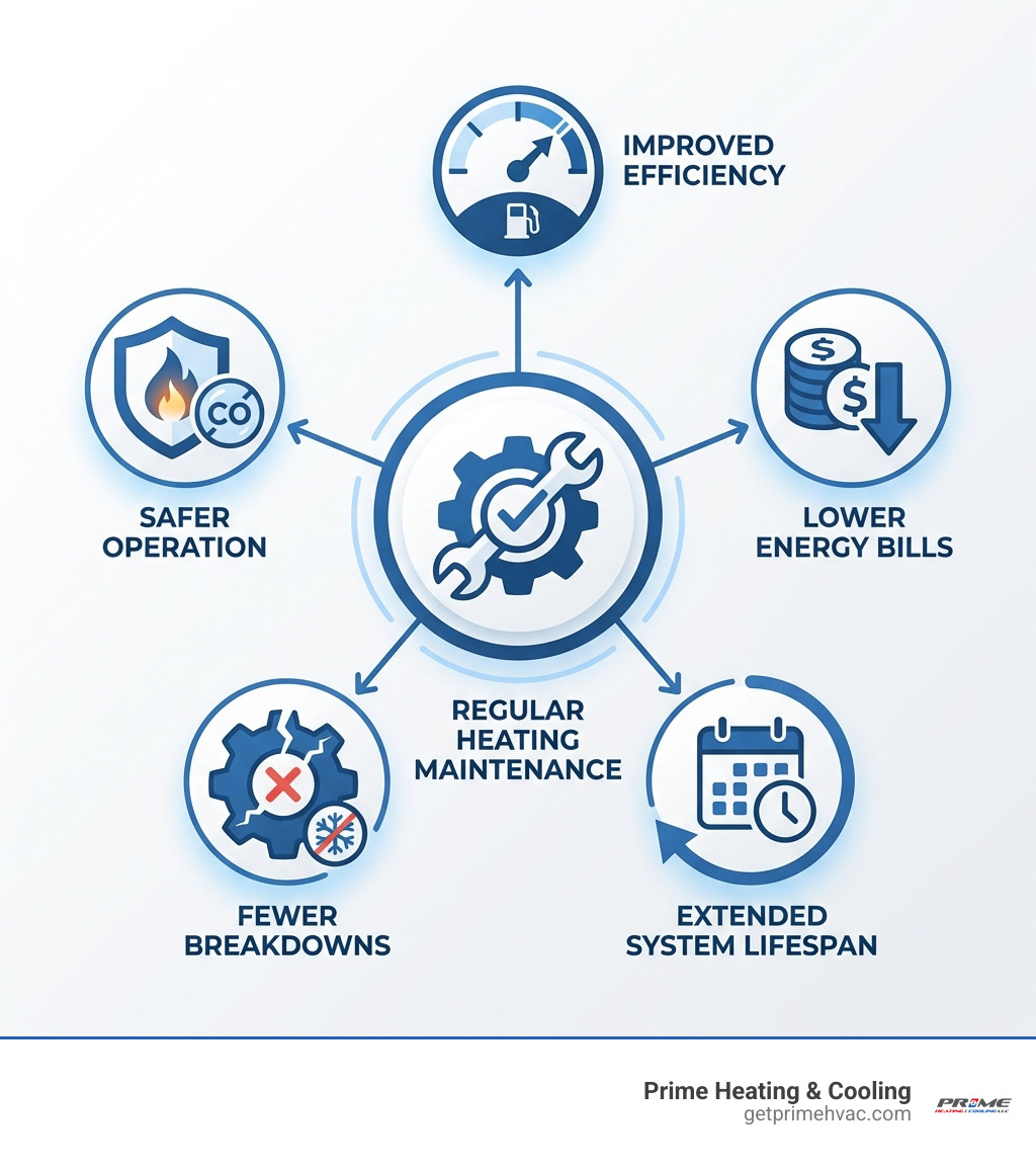 Infographic showing the key benefits of regular heating maintenance including improved efficiency, lower energy bills, extended system lifespan, fewer emergency breakdowns, and safer operation - heating service rhode island infographic Infographic showing the key benefits of regular heating maintenance including improved efficiency, lower energy bills, extended system lifespan, fewer emergency breakdowns, and safer operation - heating service rhode island infographic