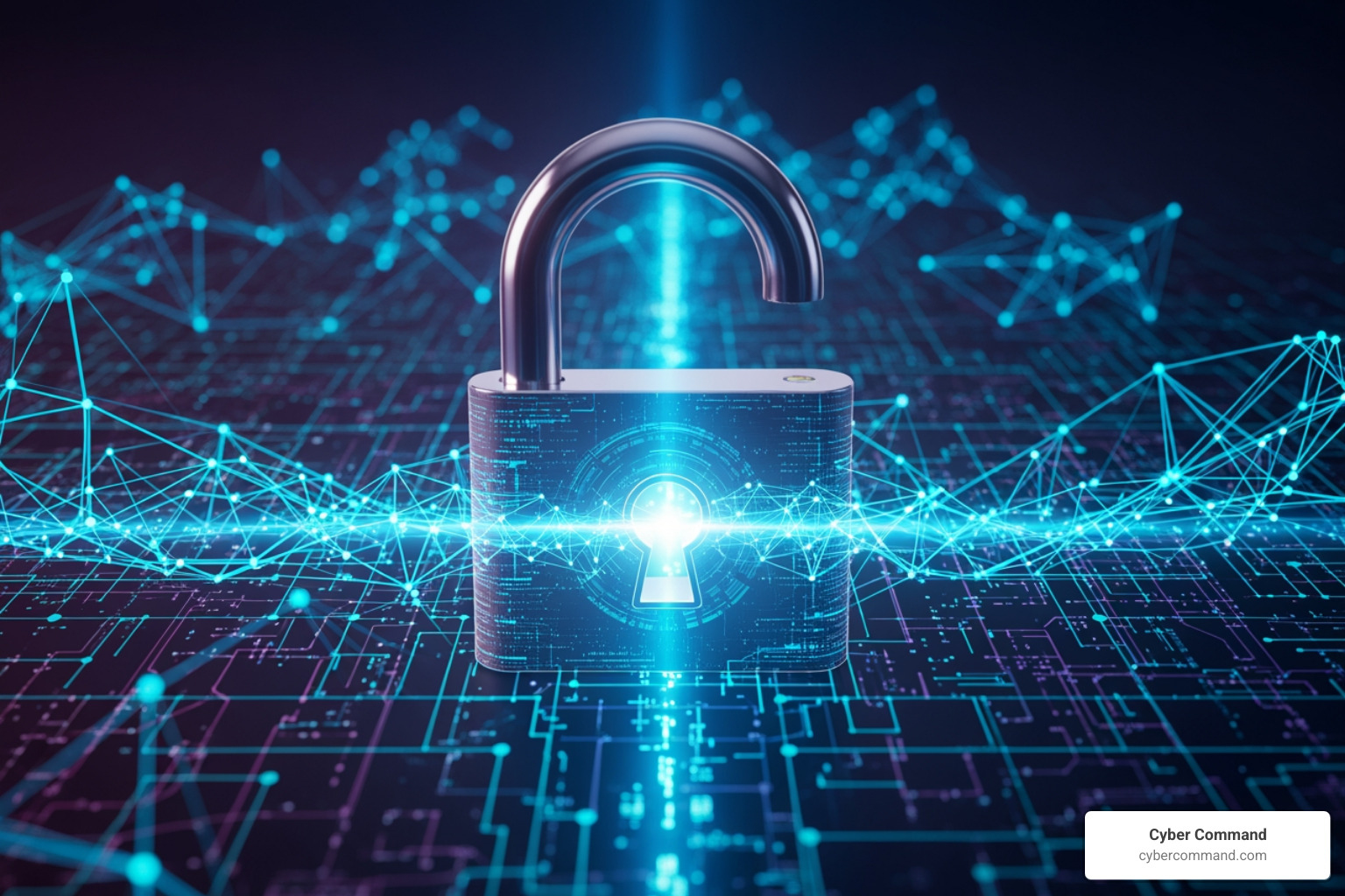 A padlock over a computer network - information about network security