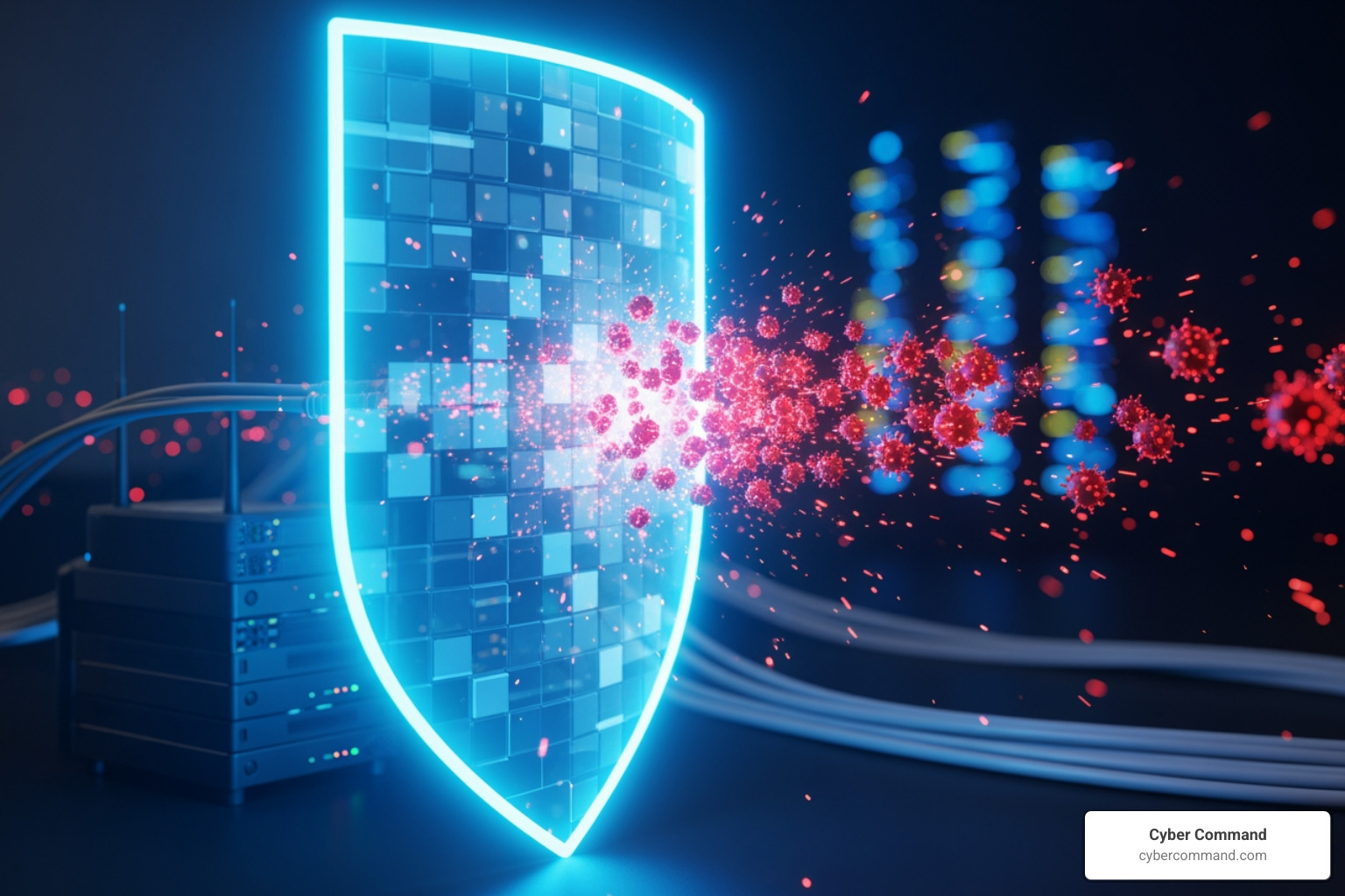 A firewall blocking malicious traffic - information about network security