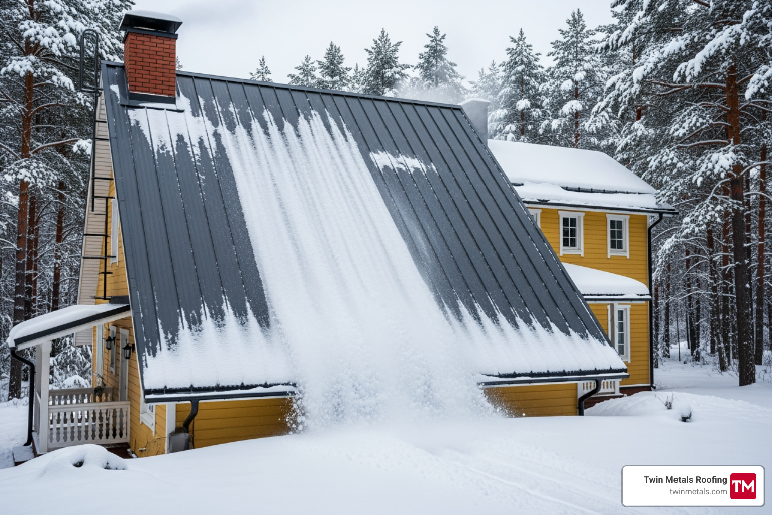 a metal roof shedding snow easily in a winter setting - durable metal roof