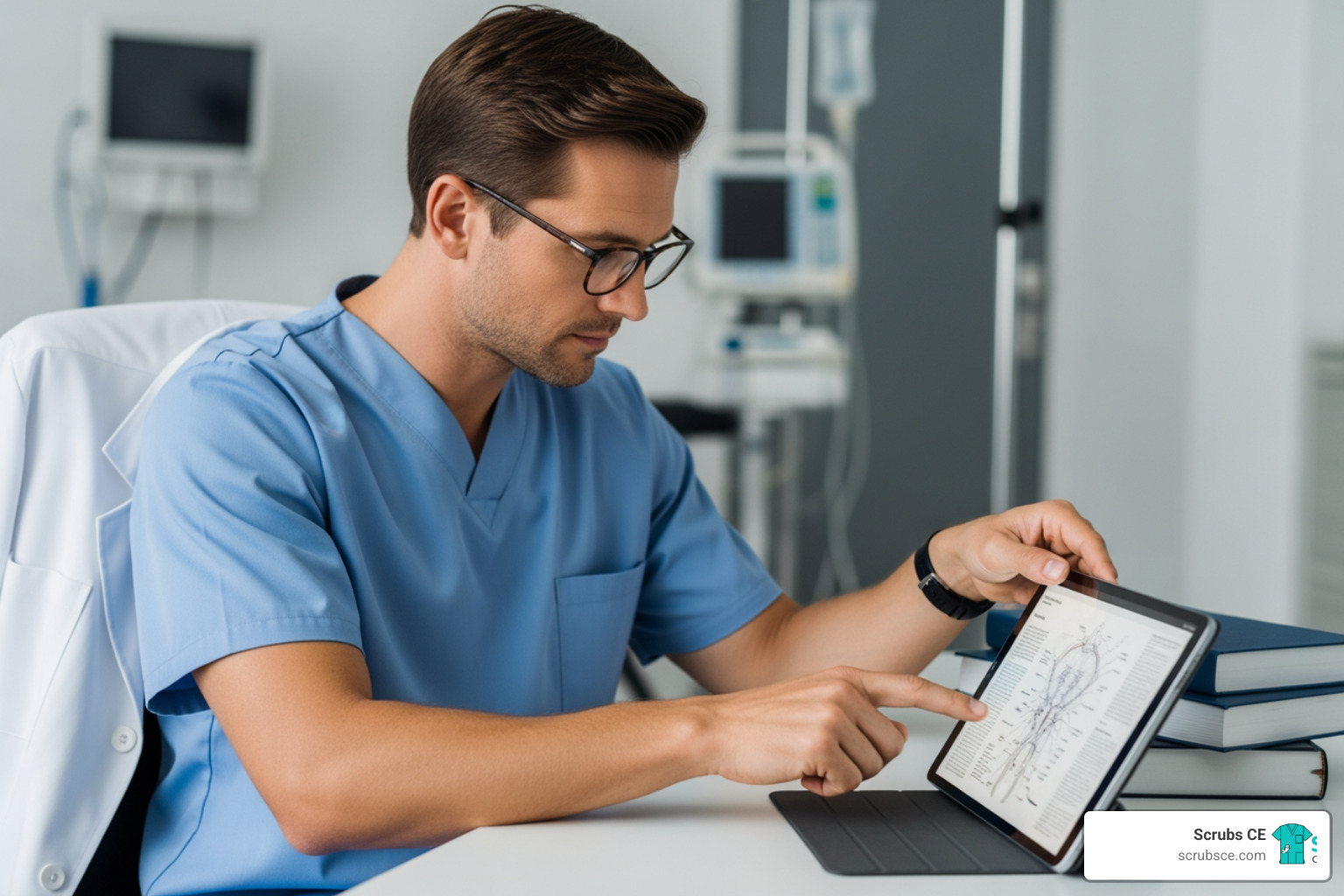 healthcare professional studying on tablet - Flexible online courses healthcare professional studying on tablet - Flexible online courses