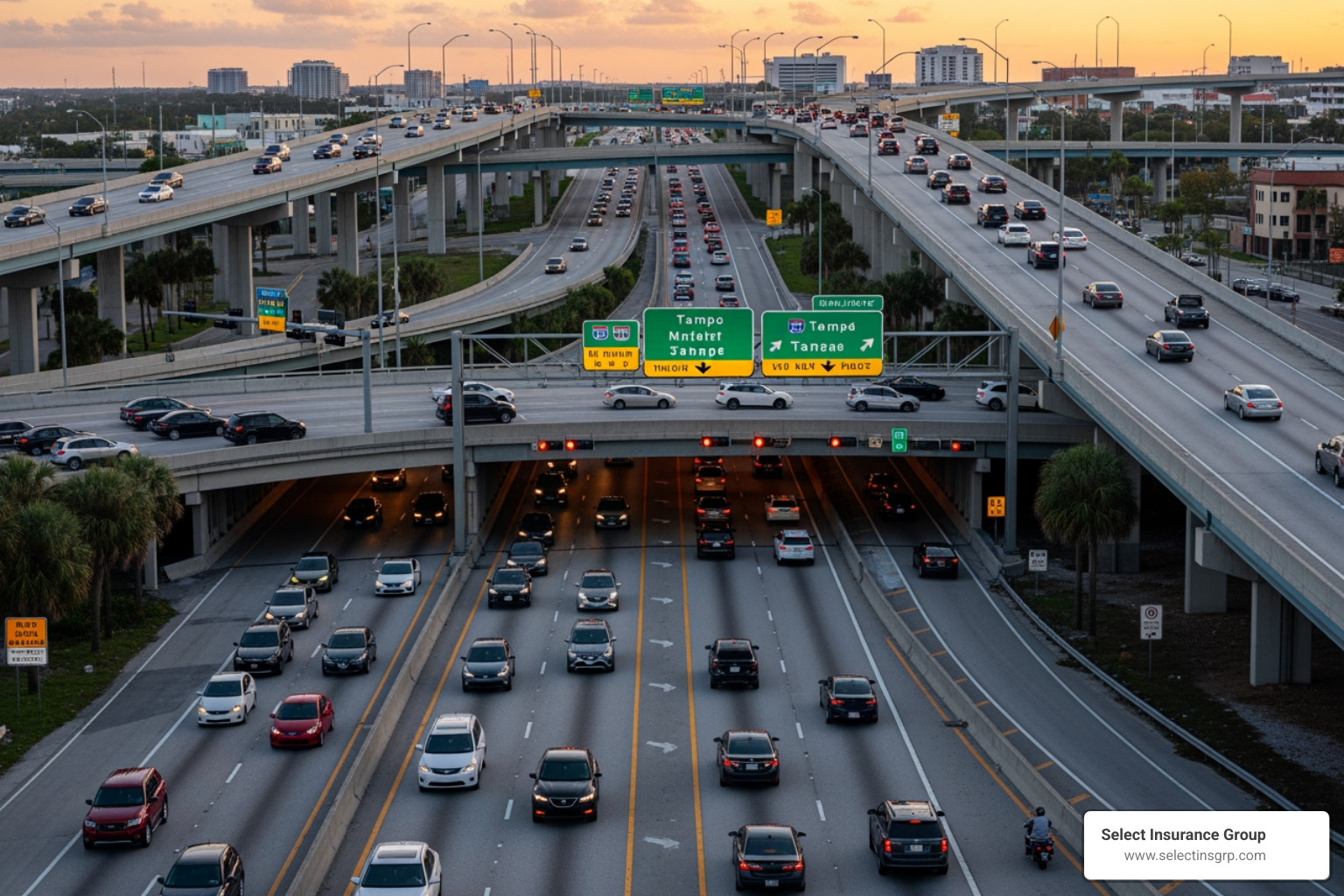 Busy Tampa intersection like I-275 - affordable insurance tampa