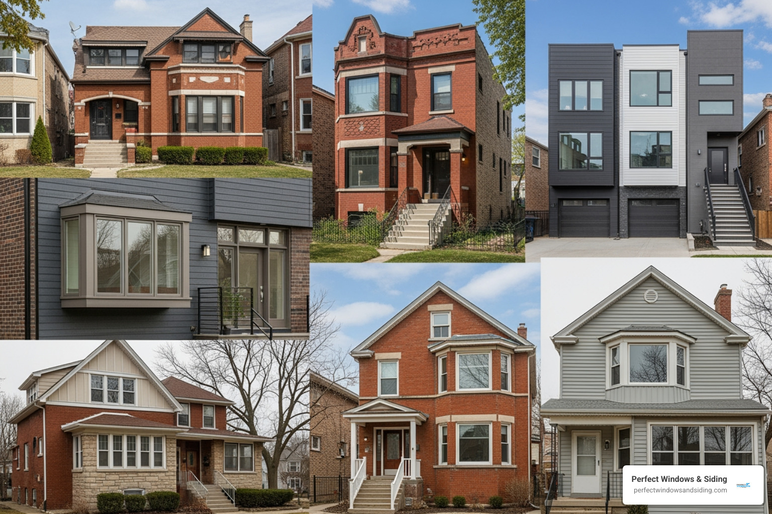 Different window styles on various Chicago home types - home window replacement chicago Different window styles on various Chicago home types - home window replacement chicago