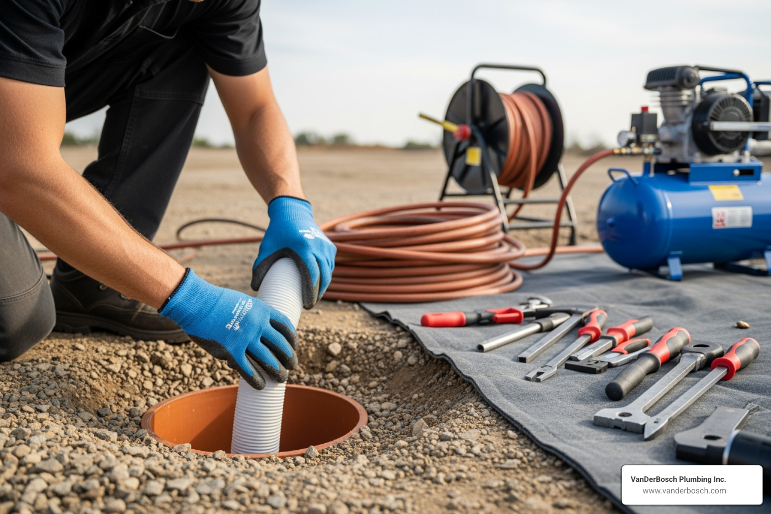technician inserting a CIPP liner into a pipe - cast iron pipe repair liner technician inserting a CIPP liner into a pipe - cast iron pipe repair liner