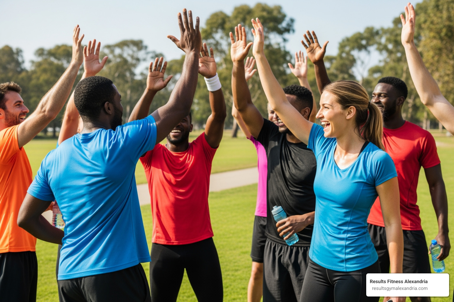 group of people high-fiving after workout - beginner boot camp classes near me
