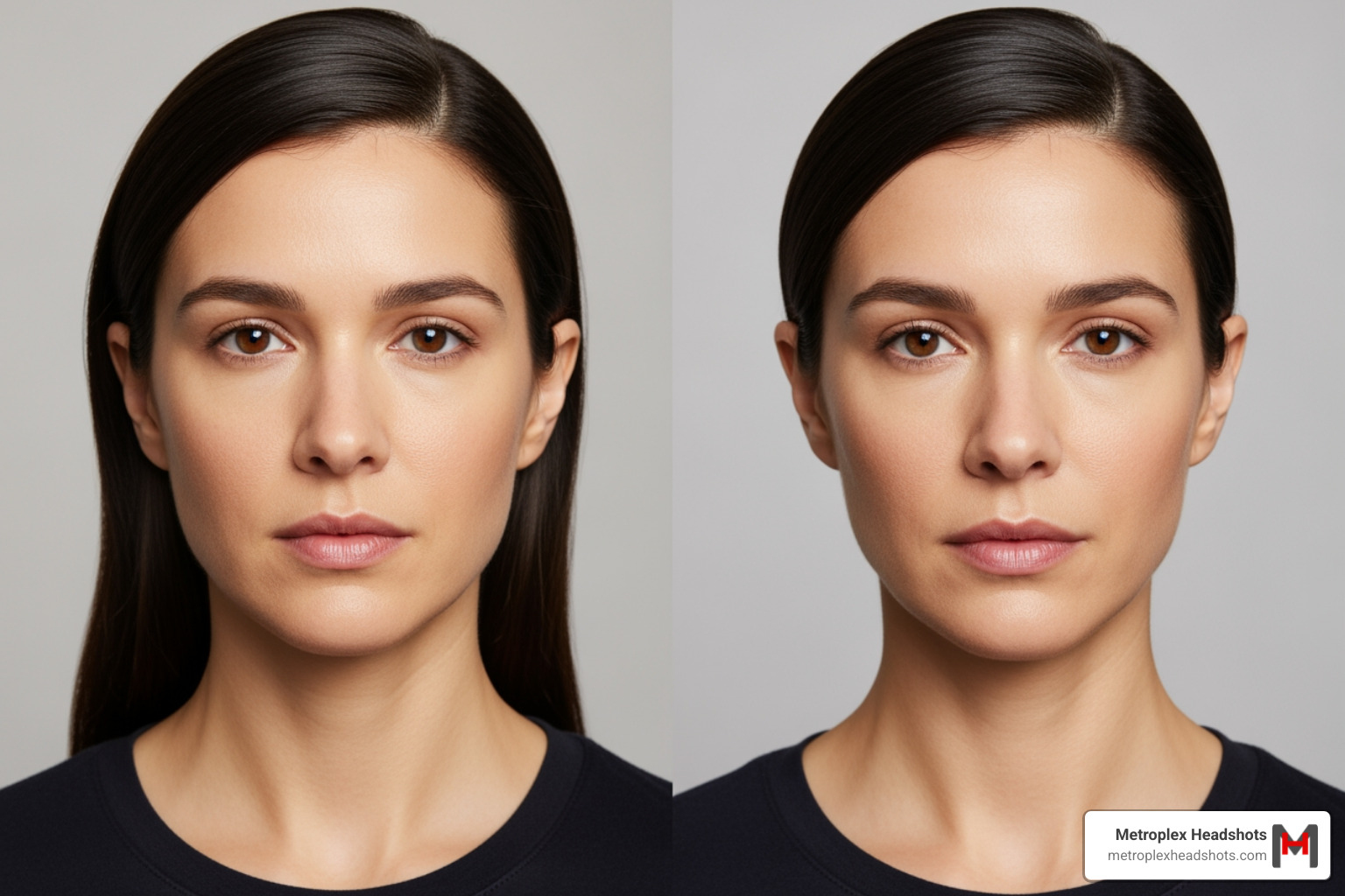 comparison of straight chin vs chin forward and down technique - how to pose for a good headshot