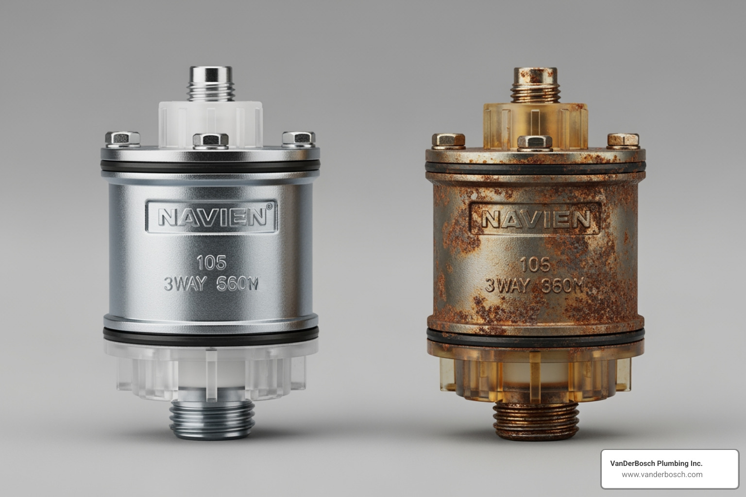 new Navien 3-way valve cartridge next to a corroded old one - navien 3 way valve replacement new Navien 3-way valve cartridge next to a corroded old one - navien 3 way valve replacement