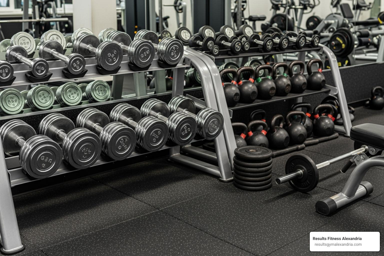 various free weights like dumbbells and kettlebells - weight lifting for beginners female weight loss