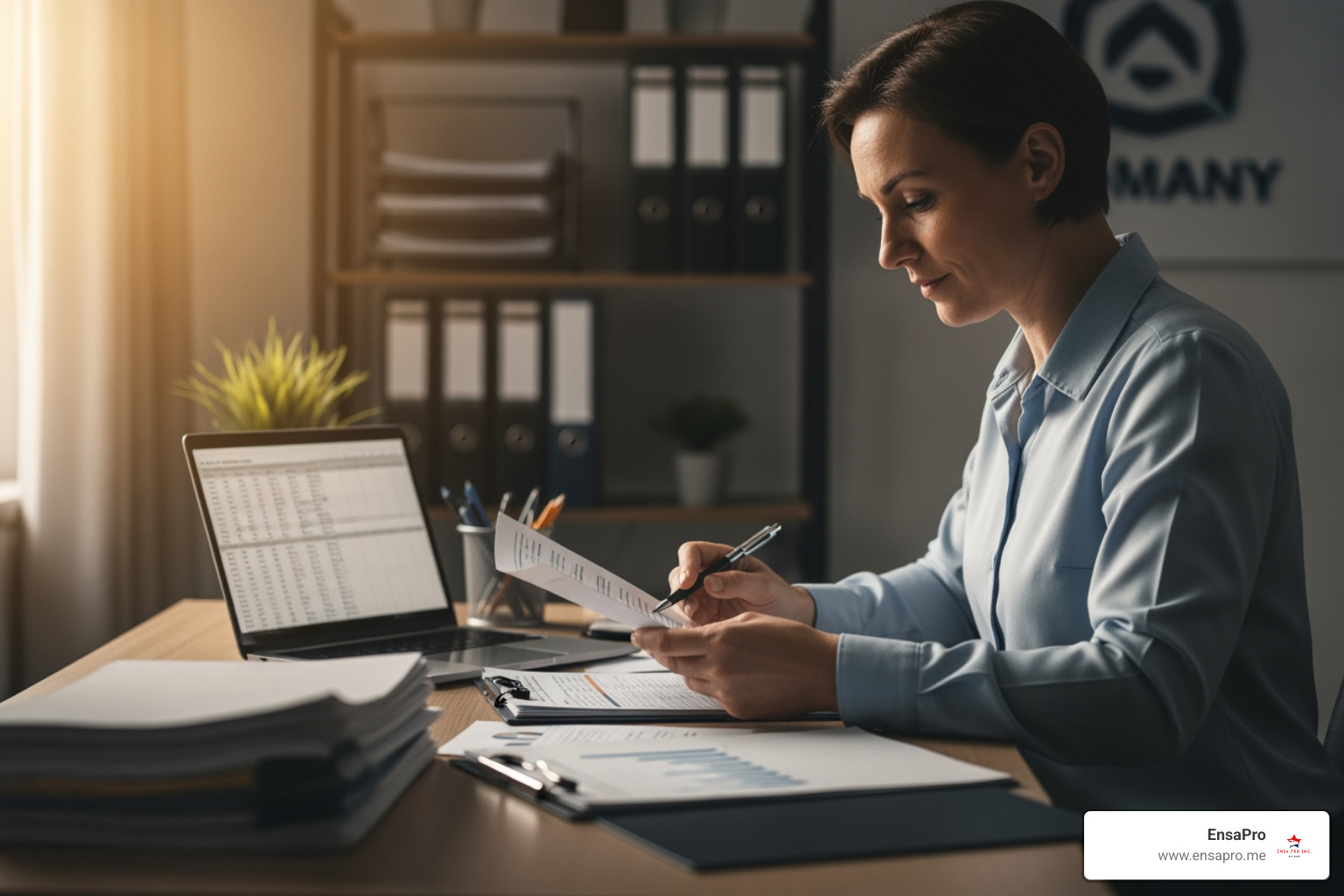 small business owner at their desk looking at paperwork - tax advisors in my area