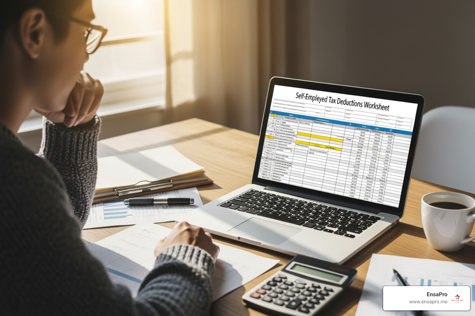 Top portion of an IRS Schedule C form - self-employed tax deductions worksheet Top portion of an IRS Schedule C form - self-employed tax deductions worksheet