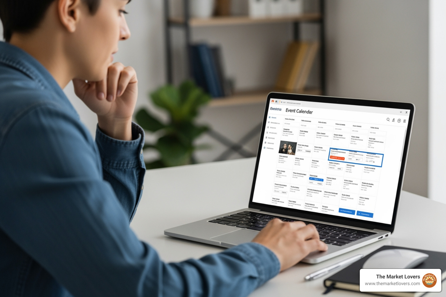 a person browsing an online event calendar on a laptop - local business events