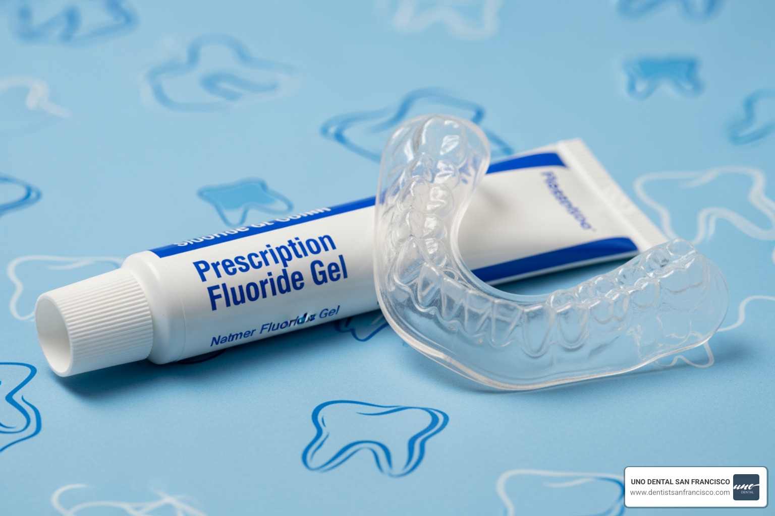 custom-fit fluoride trays next to a tube of prescription fluoride gel - fluoride trays overnight custom-fit fluoride trays next to a tube of prescription fluoride gel - fluoride trays overnight