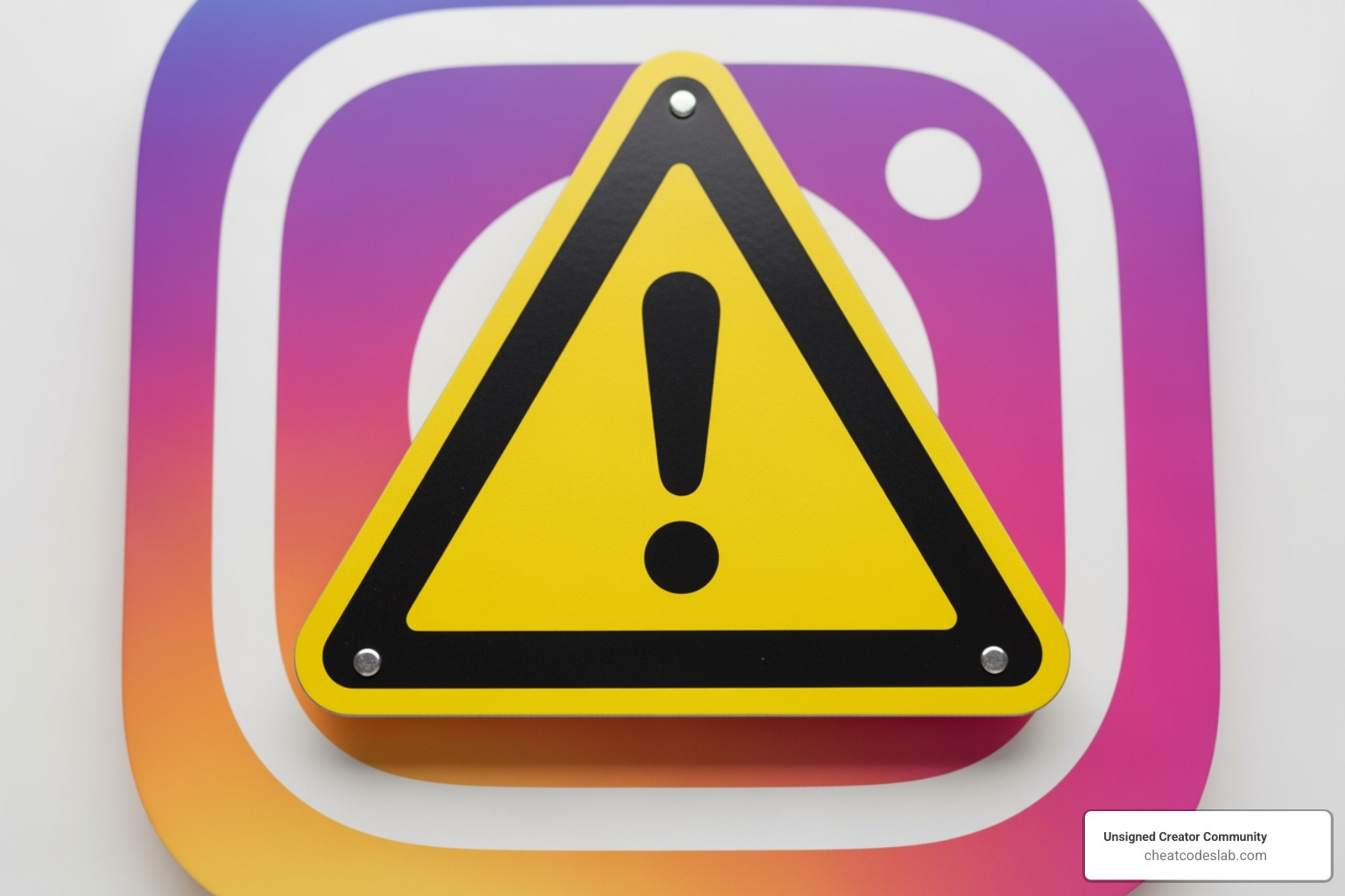 Warning sign overlaying Instagram logo - bigtakip com followers