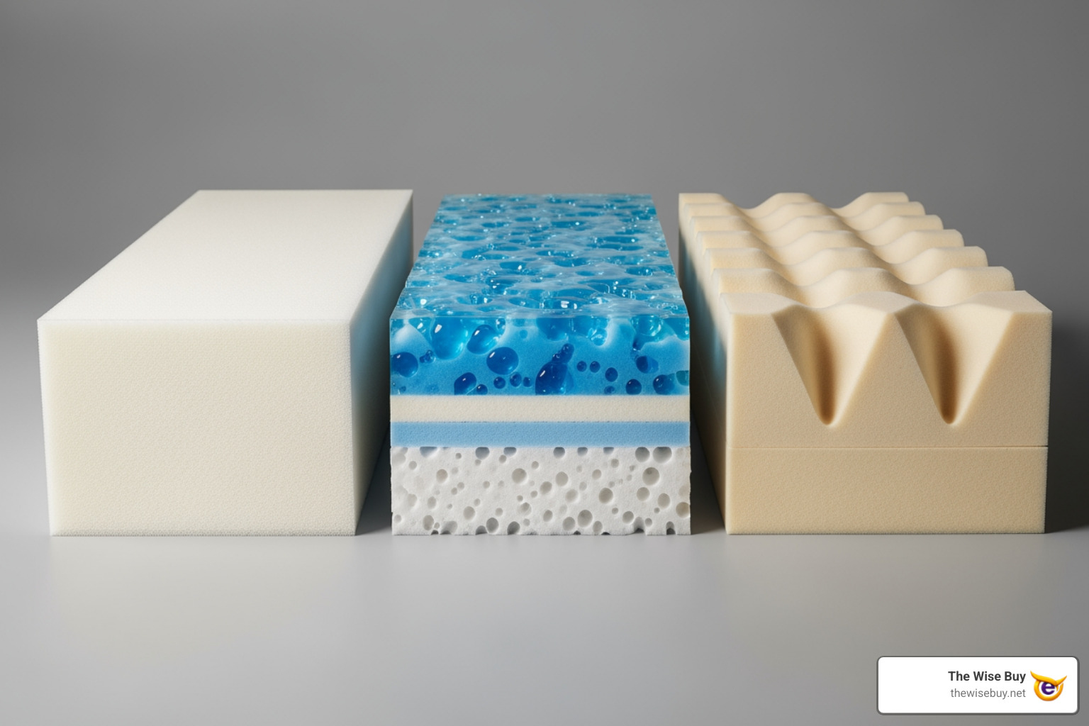 cross-section of memory foam topper types - memory foam toppers