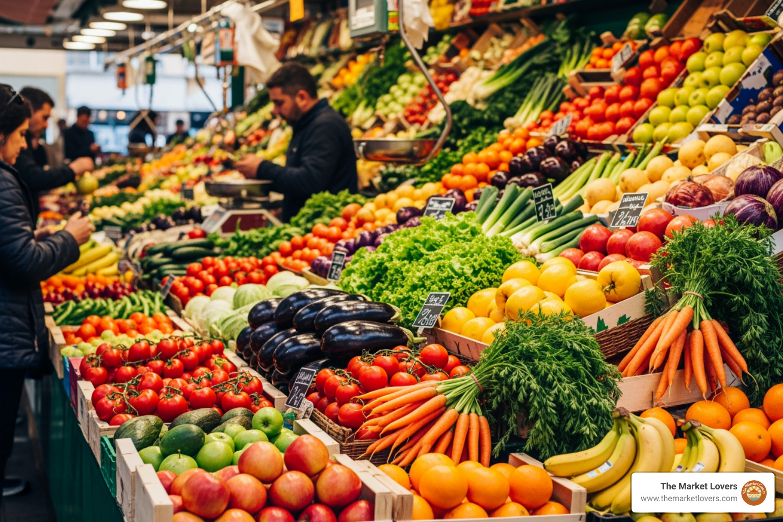colorful fresh produce stall overflowing with vegetables - Market Vendors colorful fresh produce stall overflowing with vegetables - Market Vendors