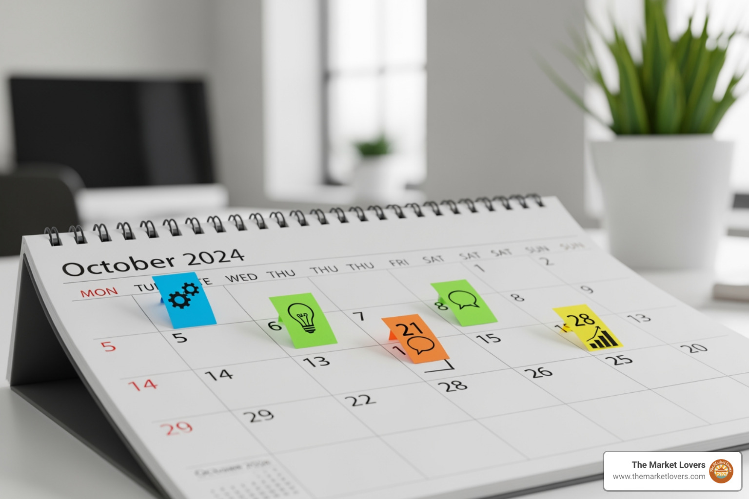 Image of a calendar with various business workshops highlighted - Business development seminars