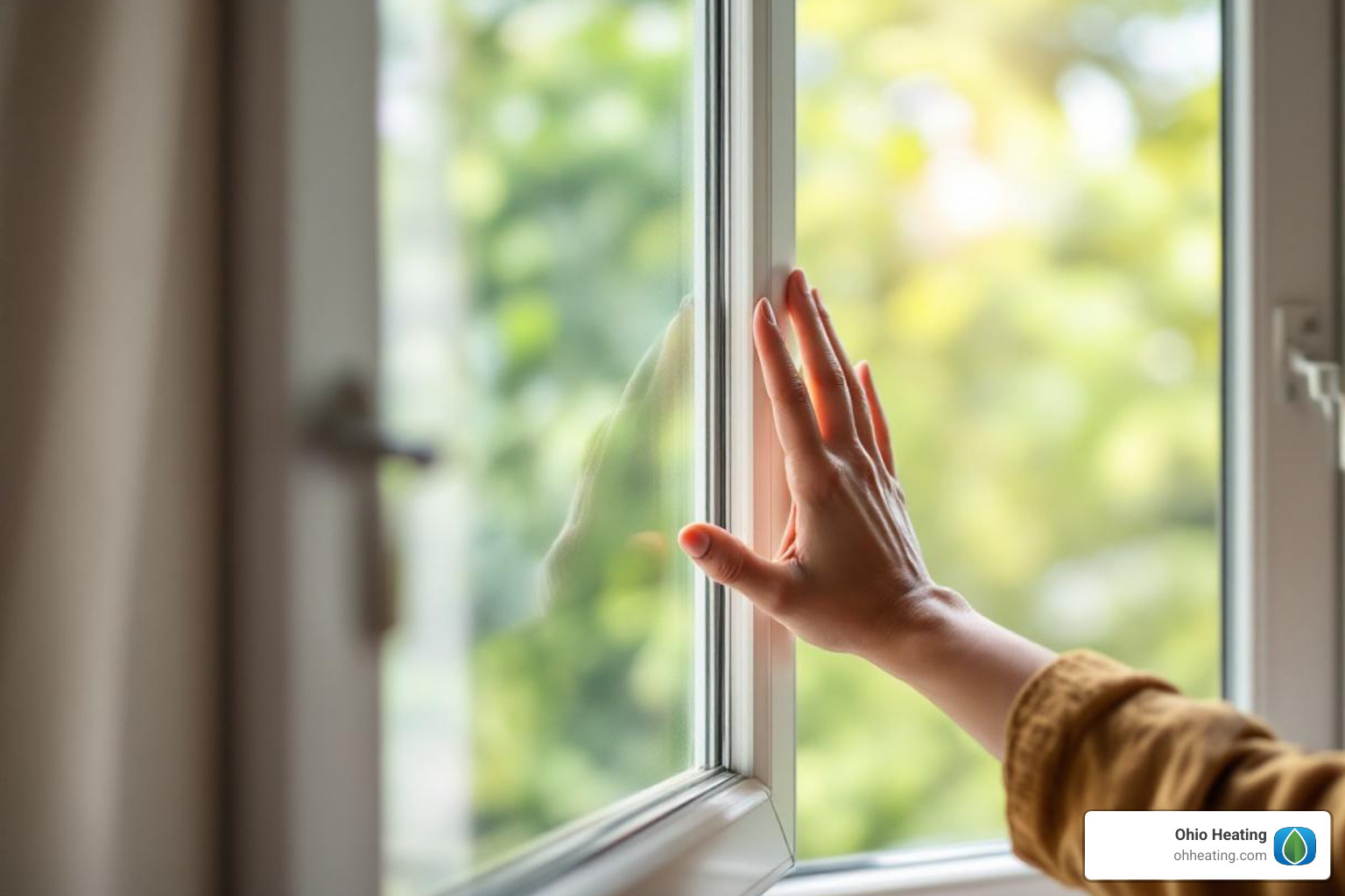 person opening window to air out room - Indoor air quality