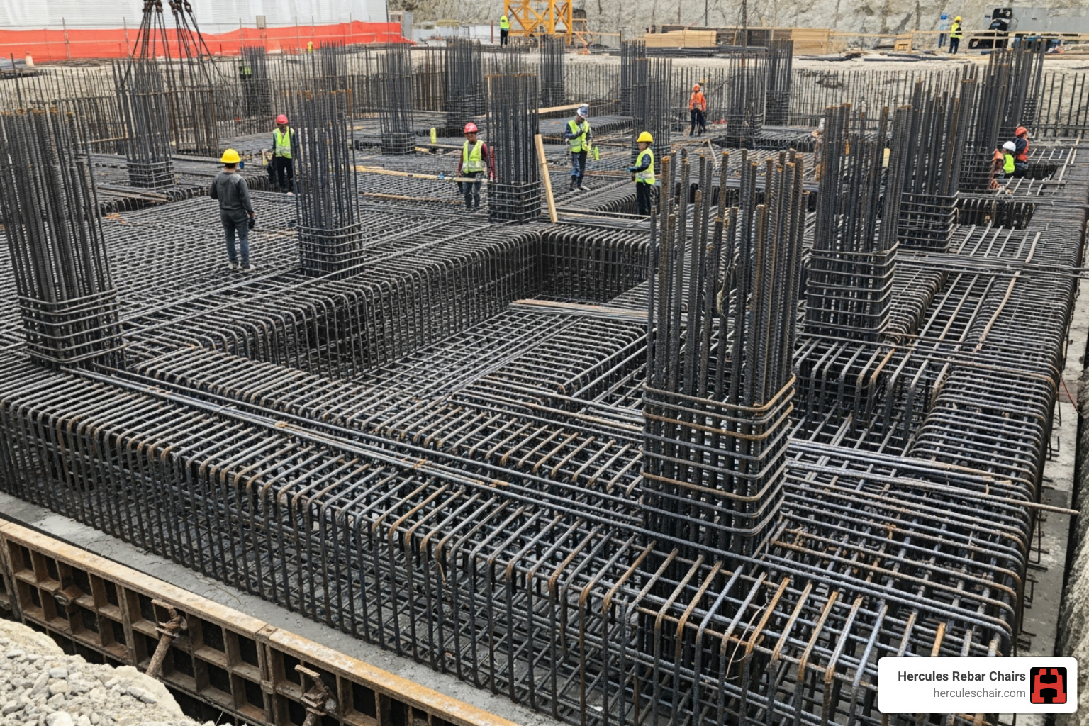 complex rebar cage in a high-rise building foundation - bar splice products